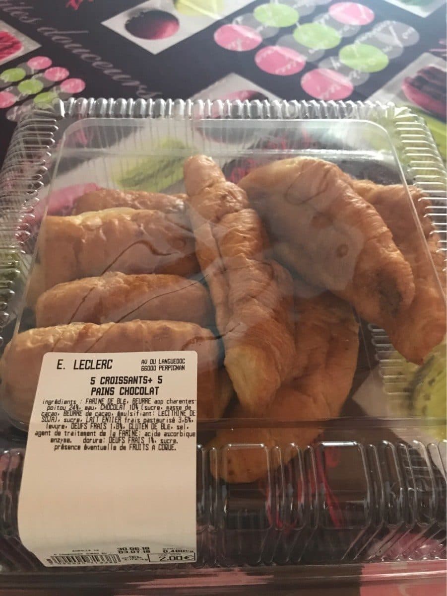 Leclerc Pain au chocolat et croissant packshot