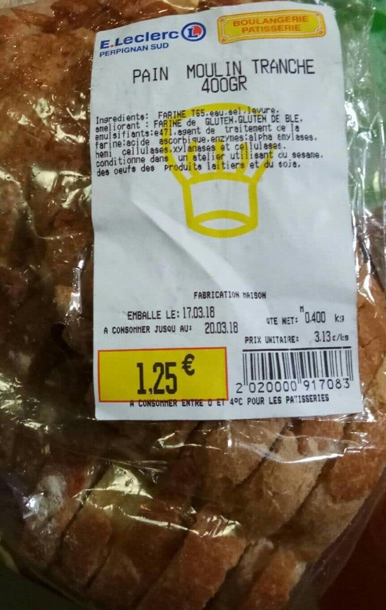 Open Food Facts Pain Moulin Tranche 400gr packshot