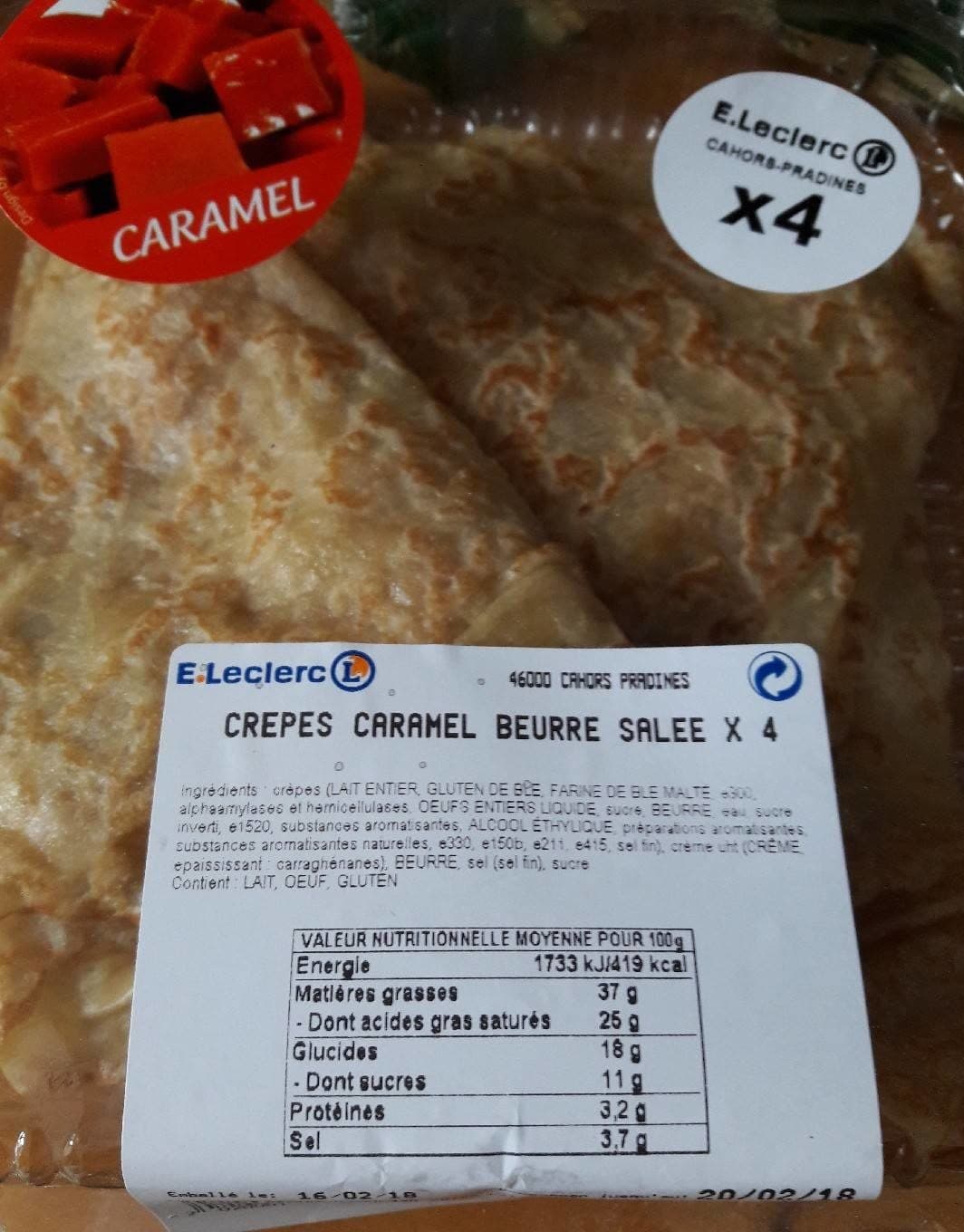 E.leclerc Crêpes caramel beurre salée packshot