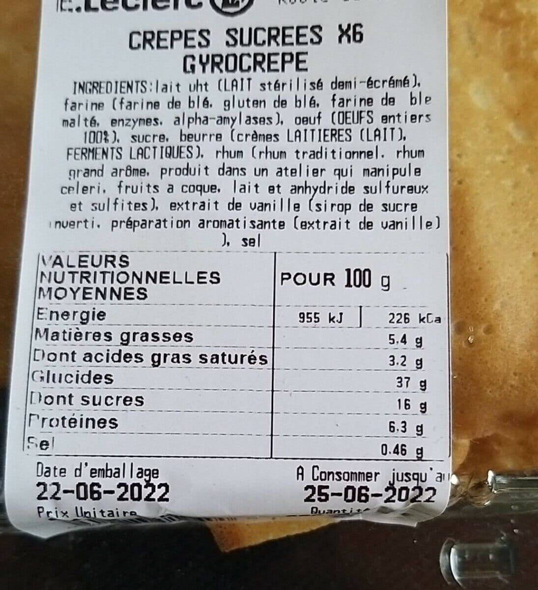 Leclerc Crêpes sucre packshot