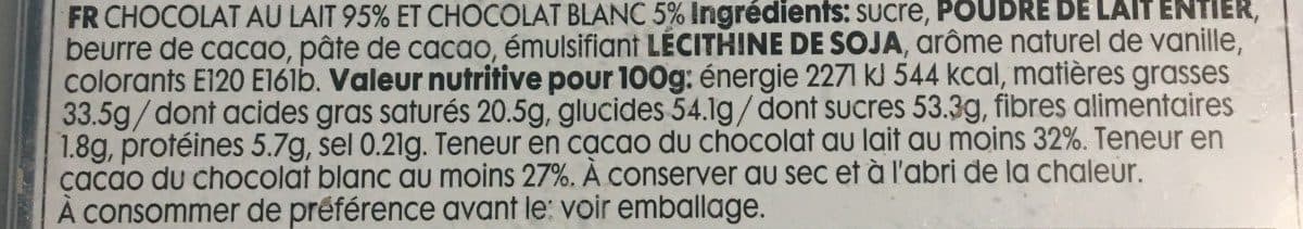 Open Food Facts Chocolat au lait et chocolat blanc packshot