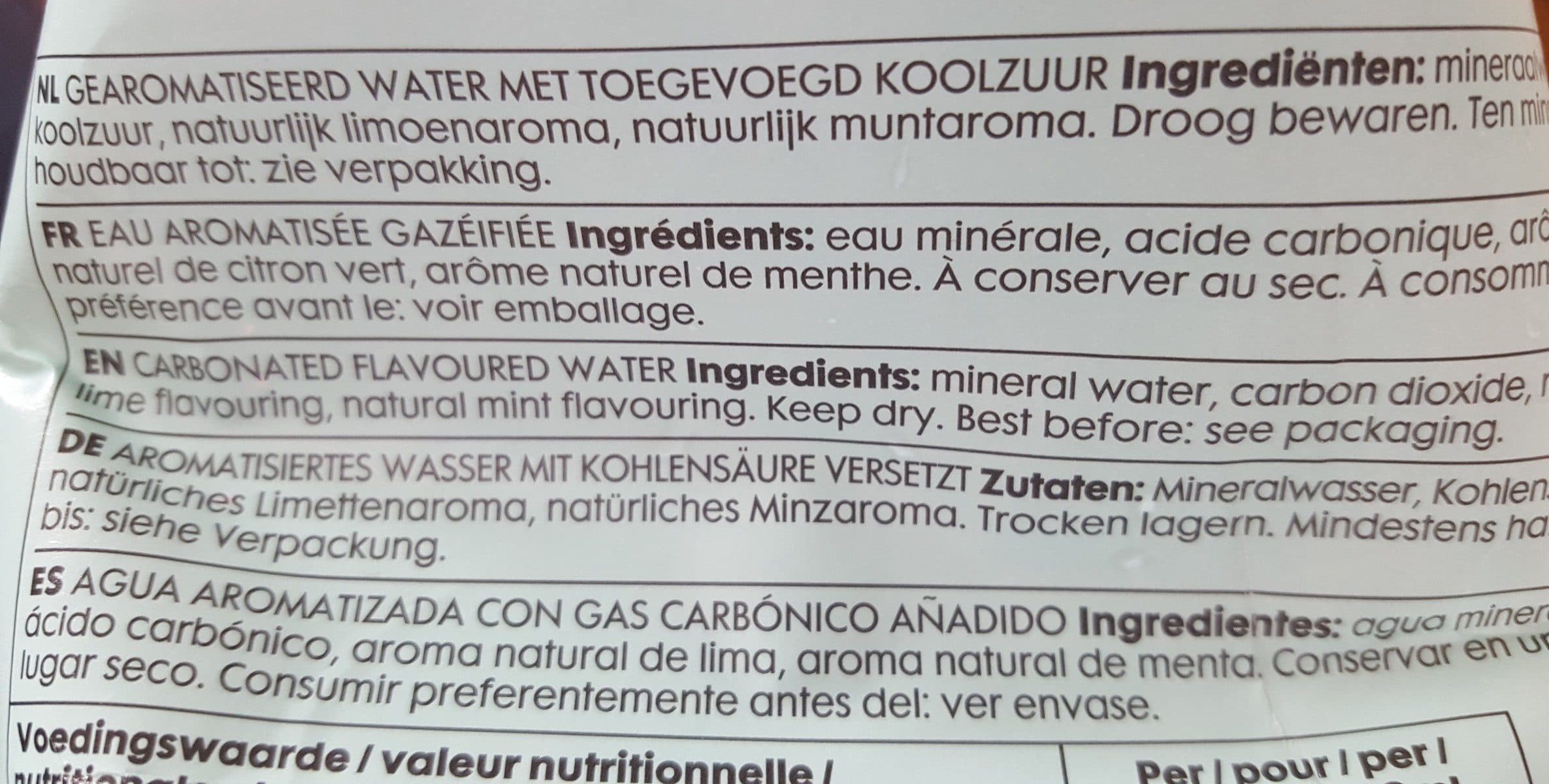 Open Food Facts Lime & mint flavoured sparkling water packshot