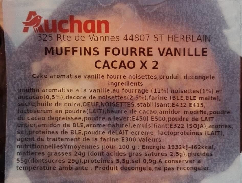 Open Food Facts Muffin vanille cacao noisettes packshot