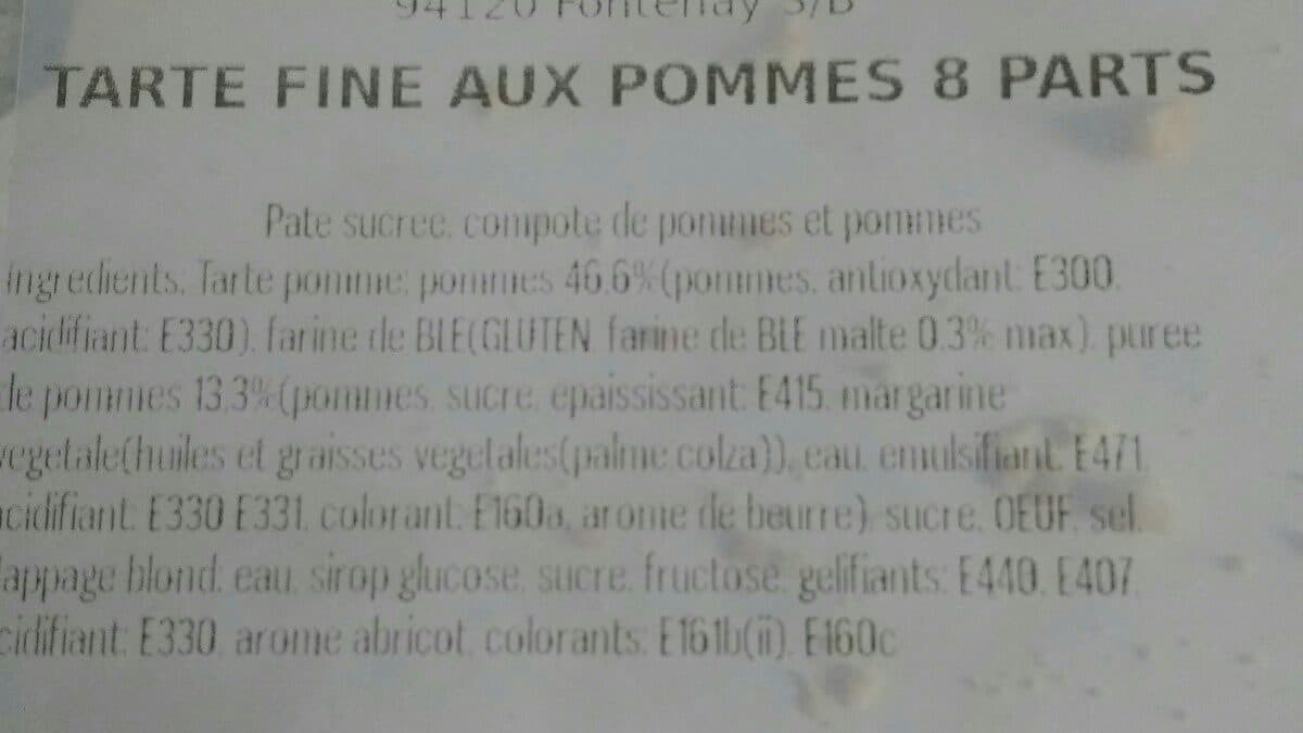 Open Food Facts Tarte Fine Aux Pommes 8 Parts packshot