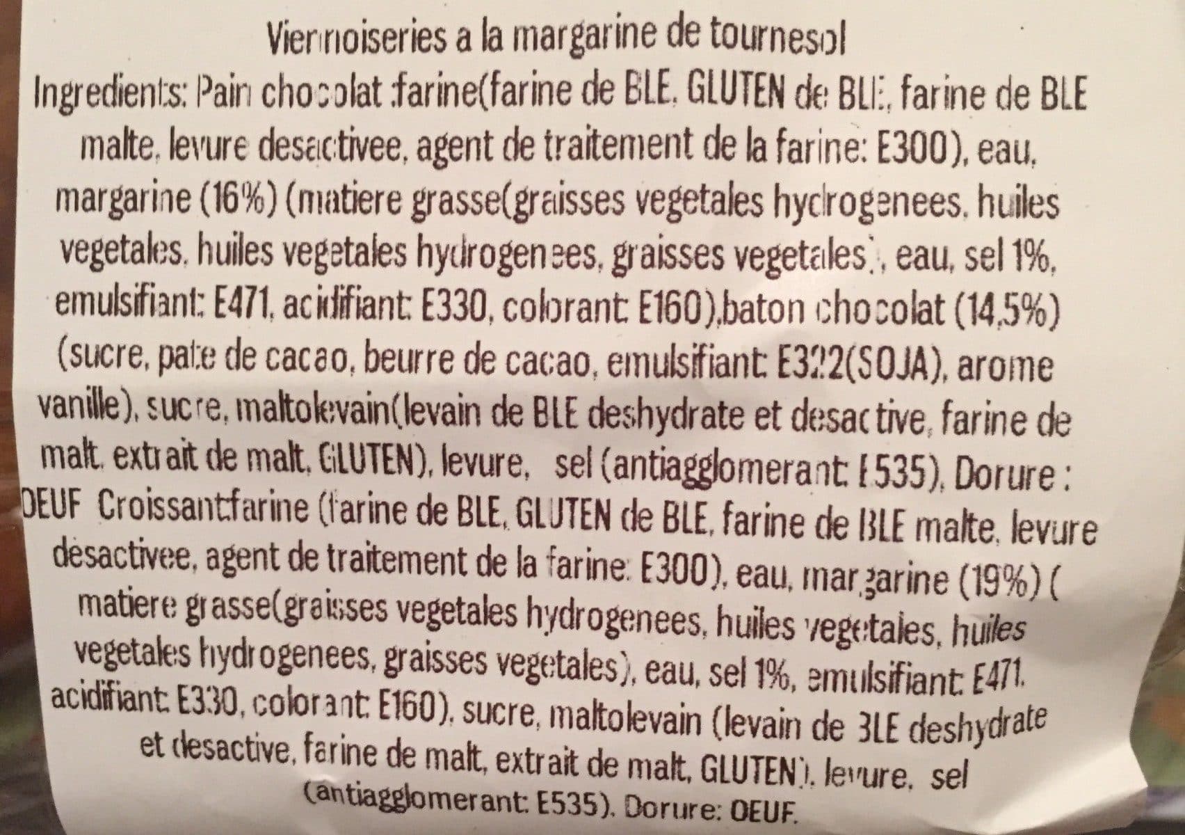 Open Food Facts 5 croissant + 5 pain choco margarine packshot