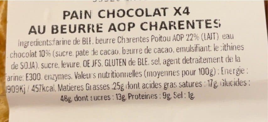 Open Food Facts Pain chocolat beurre aop packshot