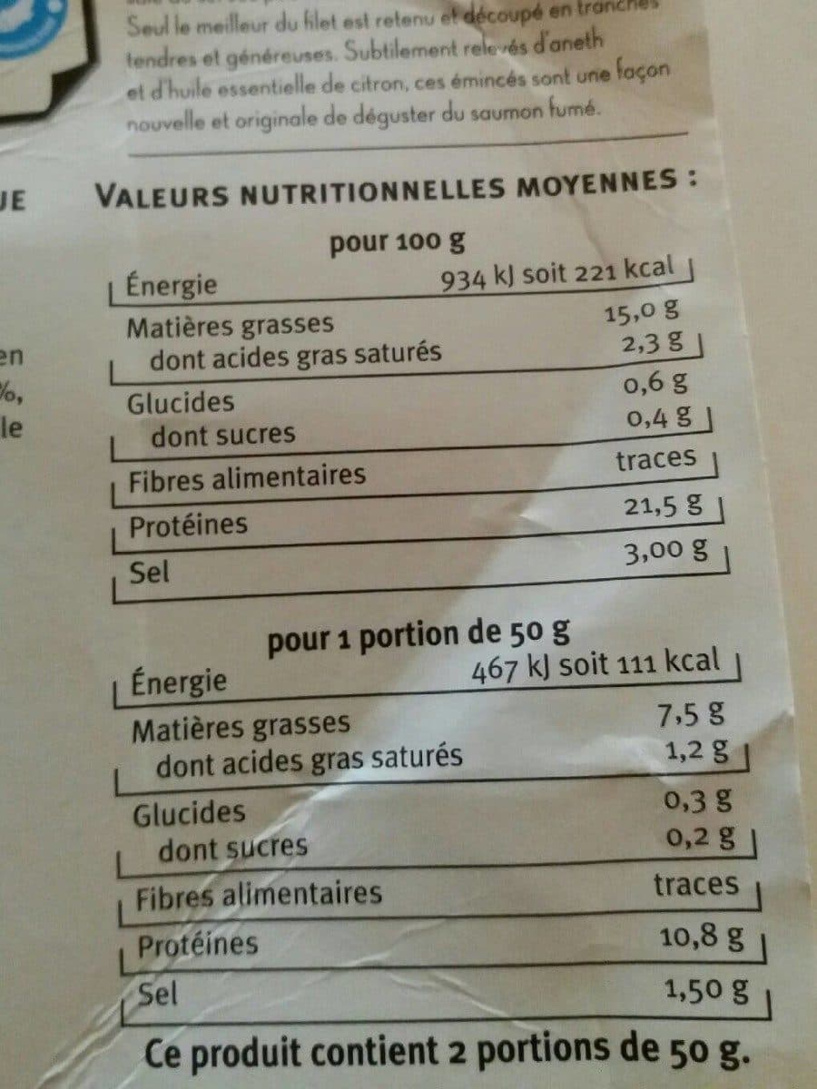 Open Food Facts Émincés de saumon packshot