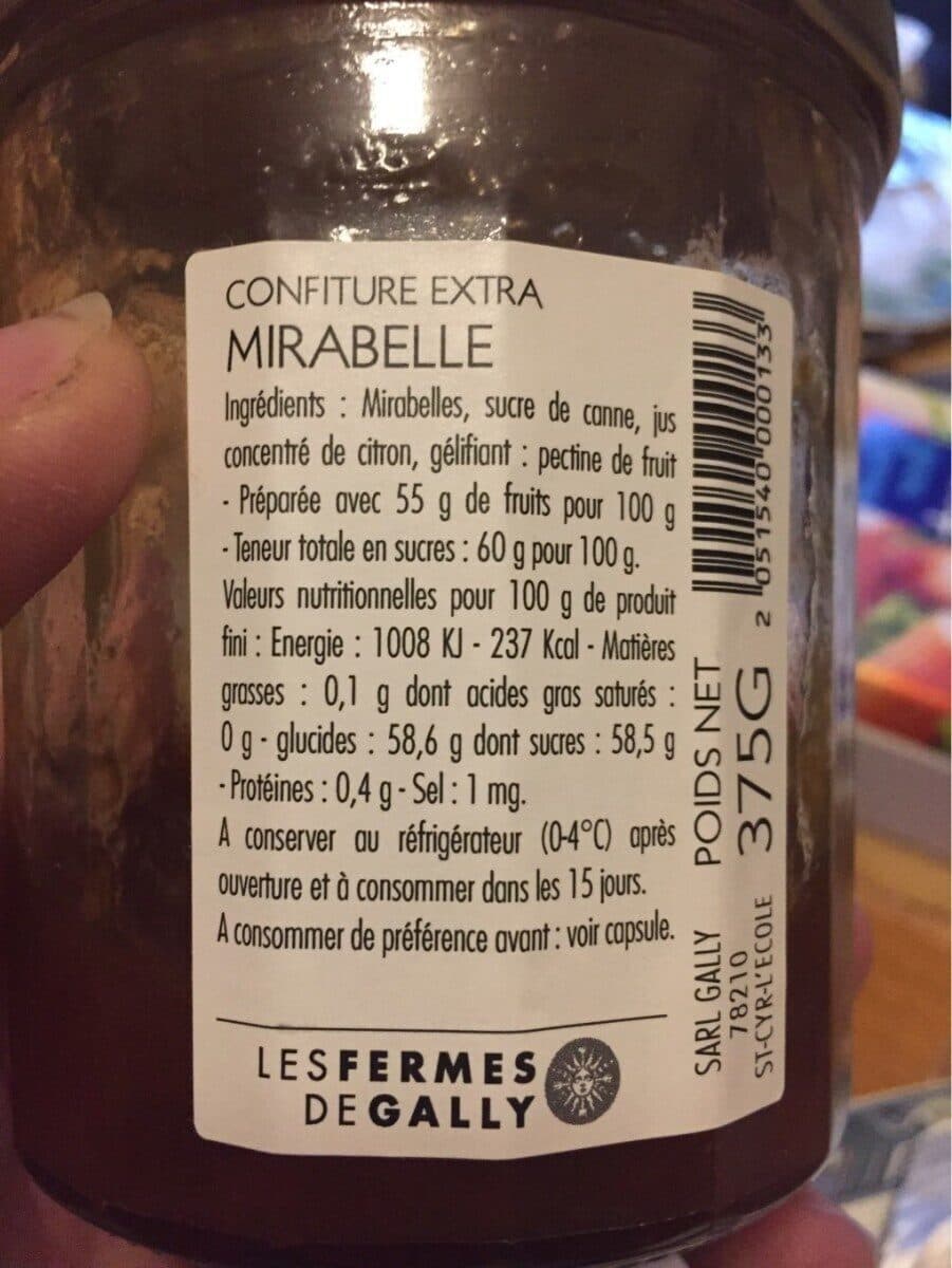Les Fermes de Gally Confiture extra mirabelle packshot
