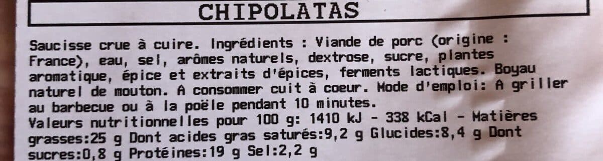 Open Food Facts Chipolatas packshot