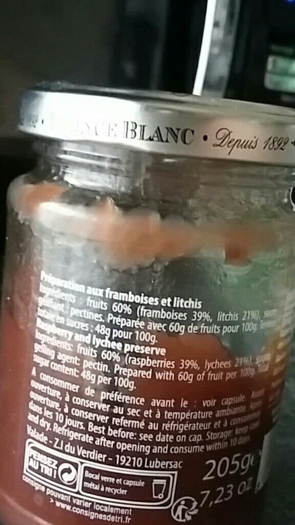 Open Food Facts Confiture framboise /litchi packshot