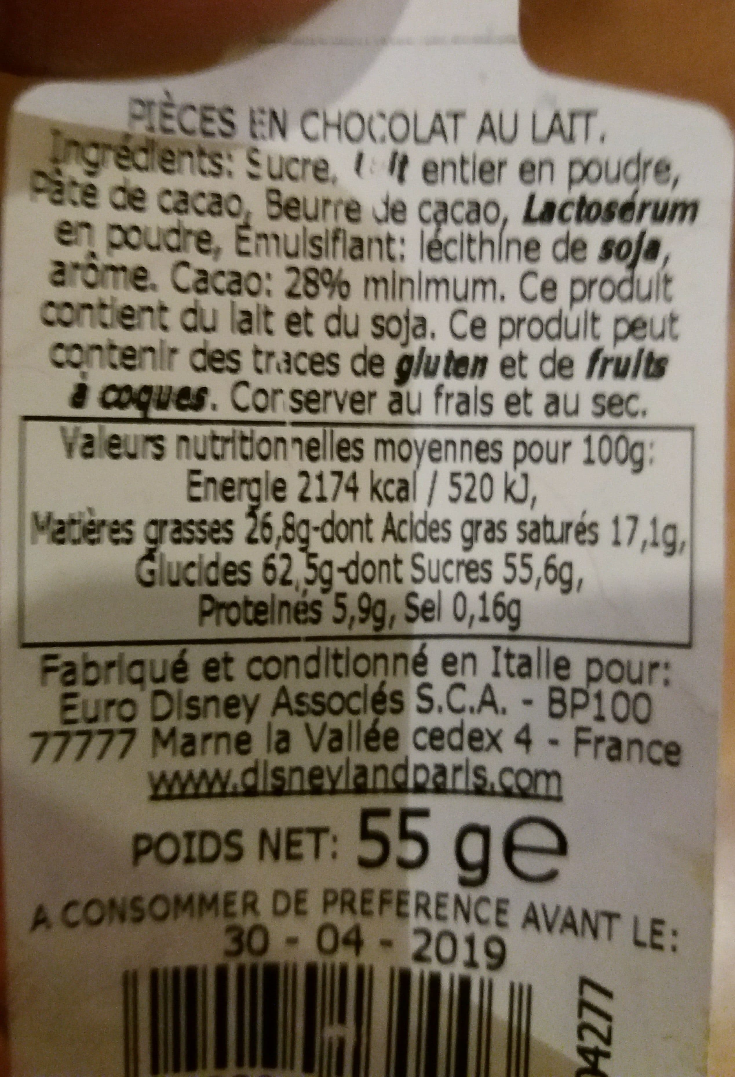 Disney Pièces en chocolat au lait packshot