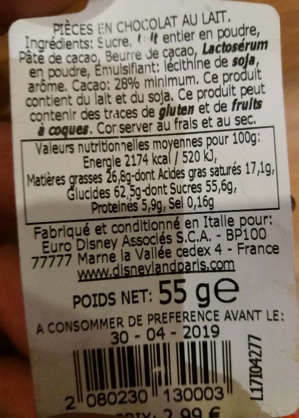 Disney Pièces en chocolat au lait packshot