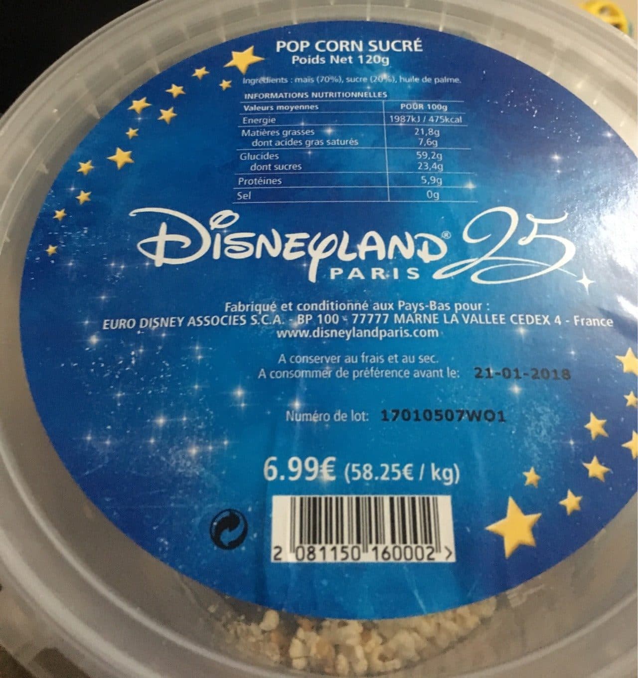 Disneyland Pop corn sucré packshot