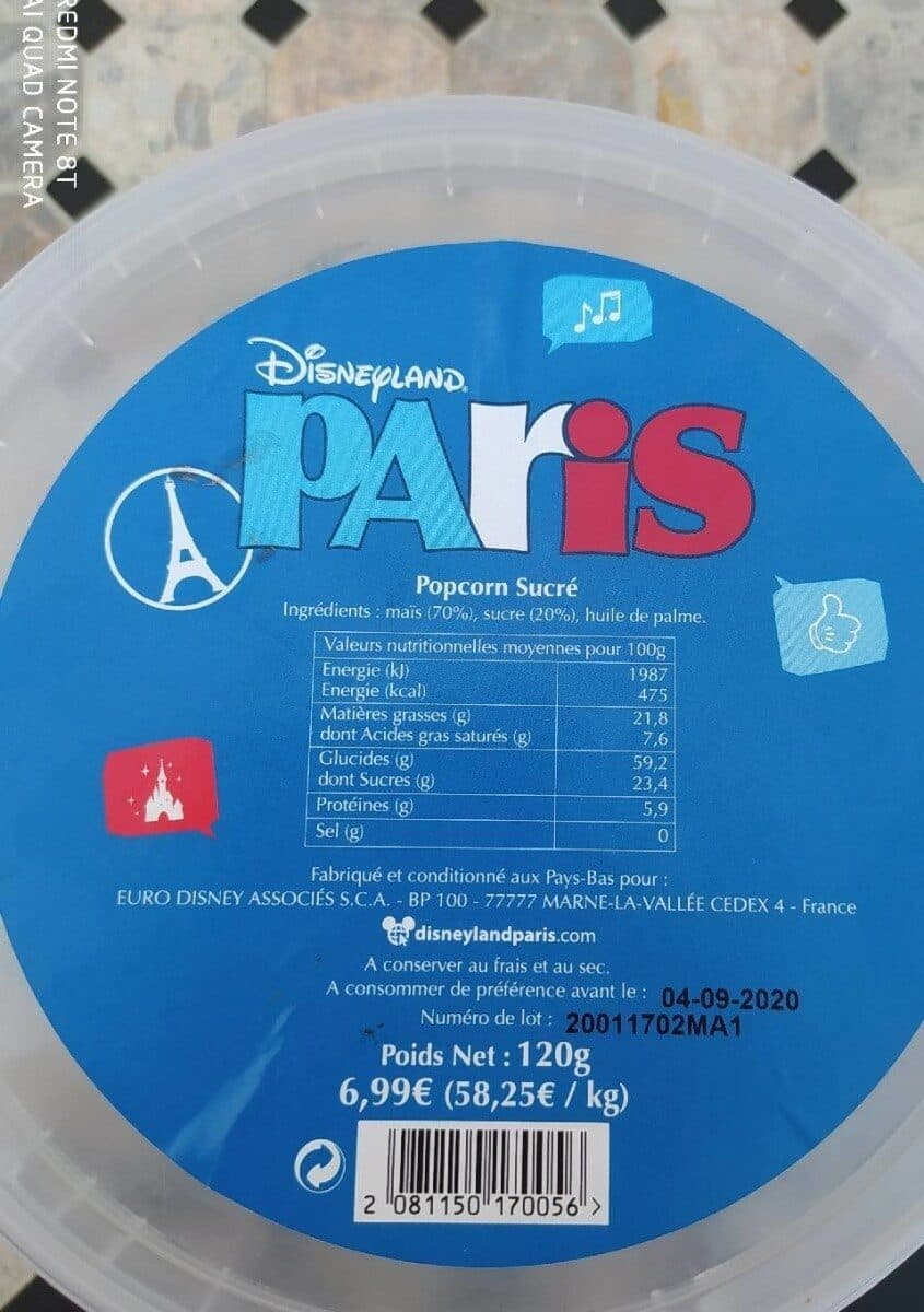 Disneyland Paris Pop corn packshot