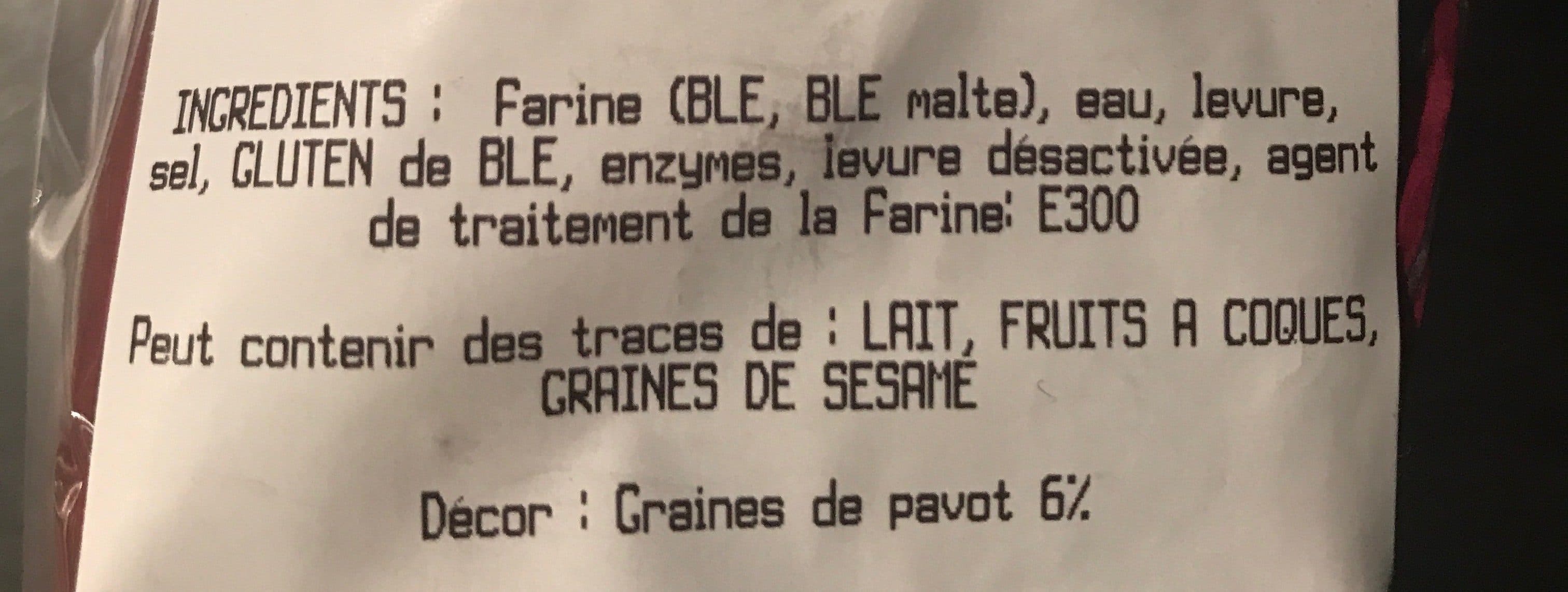 Open Food Facts Baguette aux graines de pavot packshot