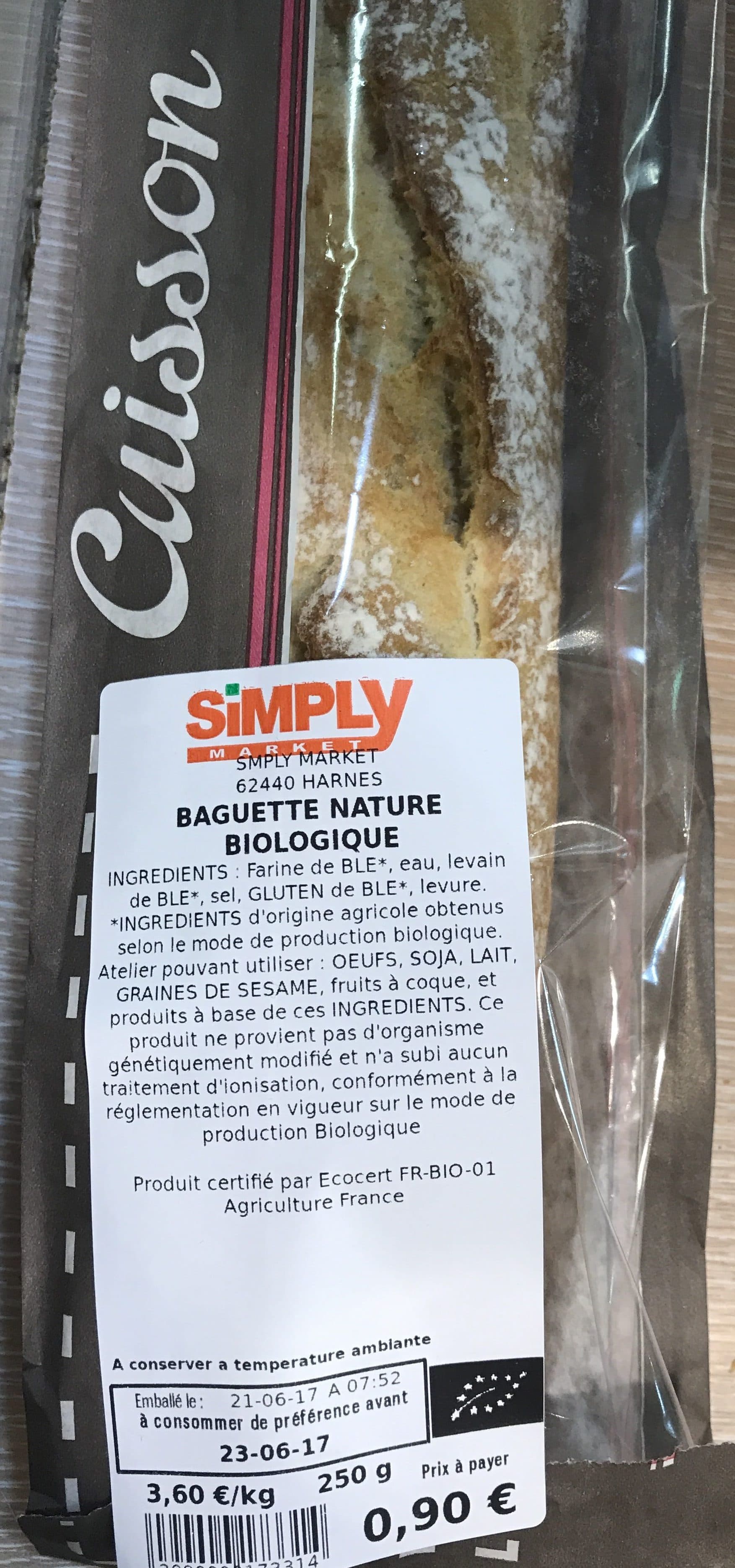 Simply Market Baguette nature biologique packshot