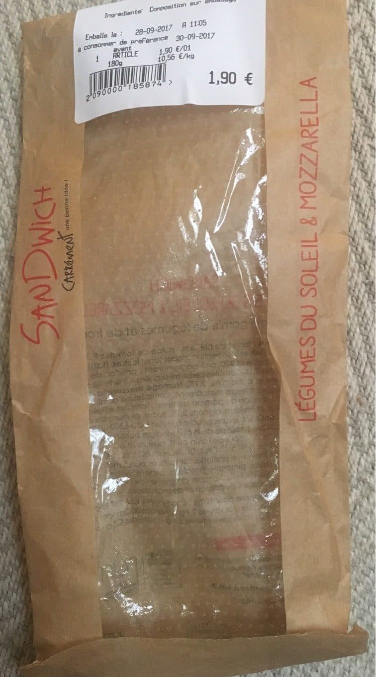 Carrement Sandwich légumes mozarella packshot