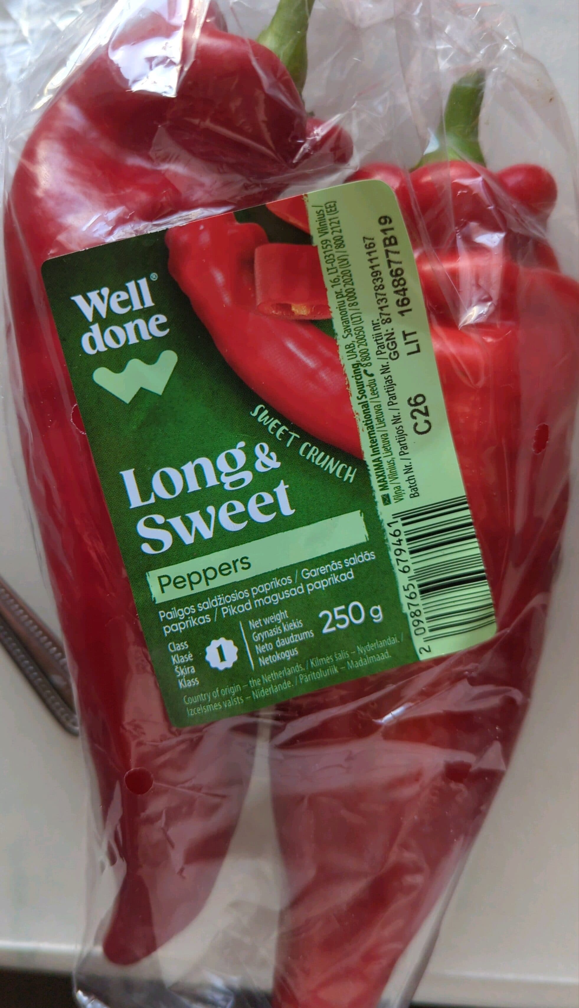 well done ilgosios saldžiosios paprikos packshot