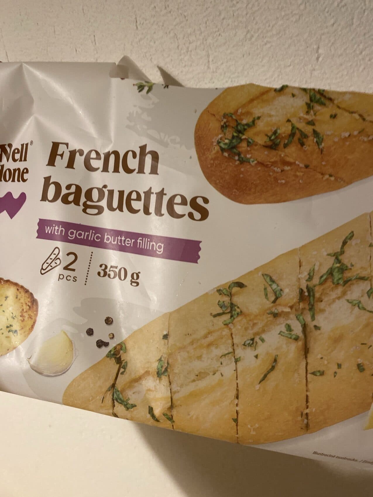 Well done french baguettes with garlic filling packshot