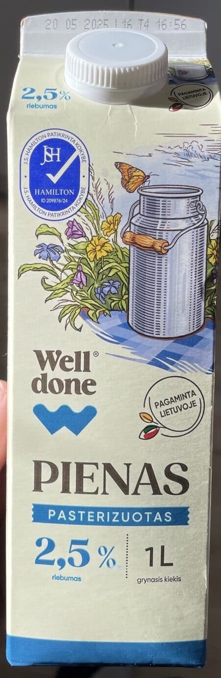 Well Done Pasterizuotas Pienas 2.5% packshot