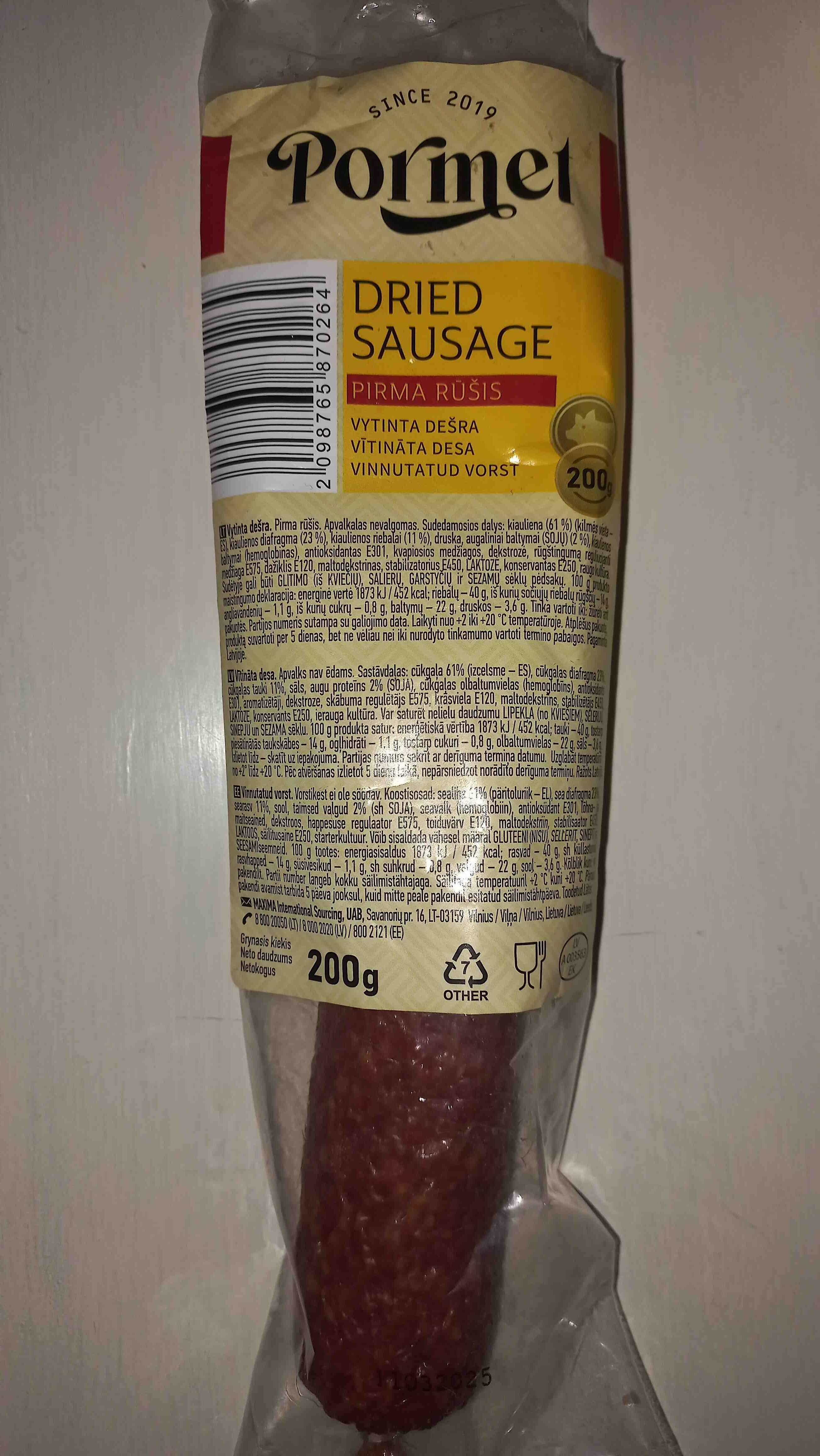 Pormet Dried sausage packshot