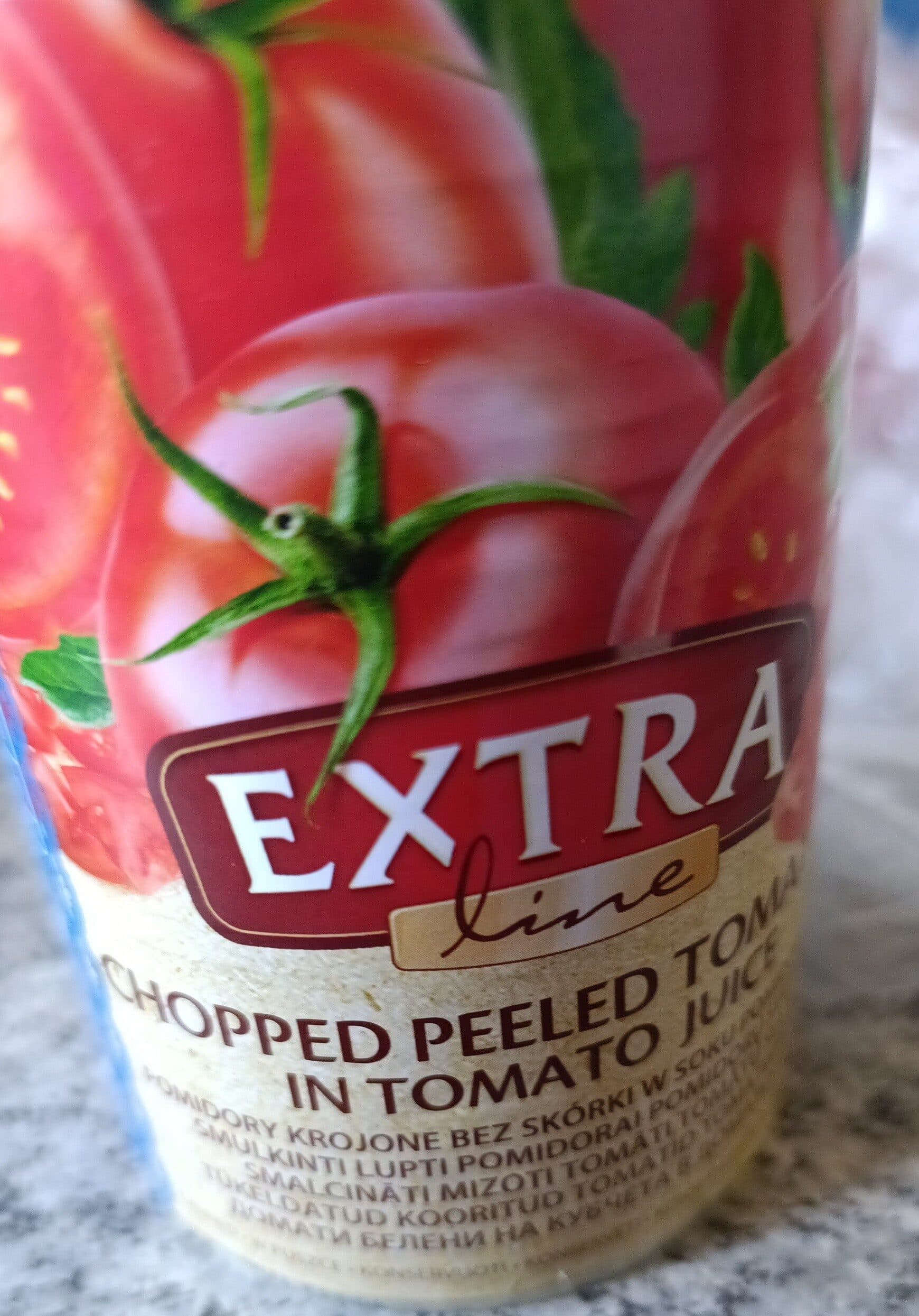 EXTRA line CHOPPED PEELED TOMATOES IN TOMATO JUICE packshot