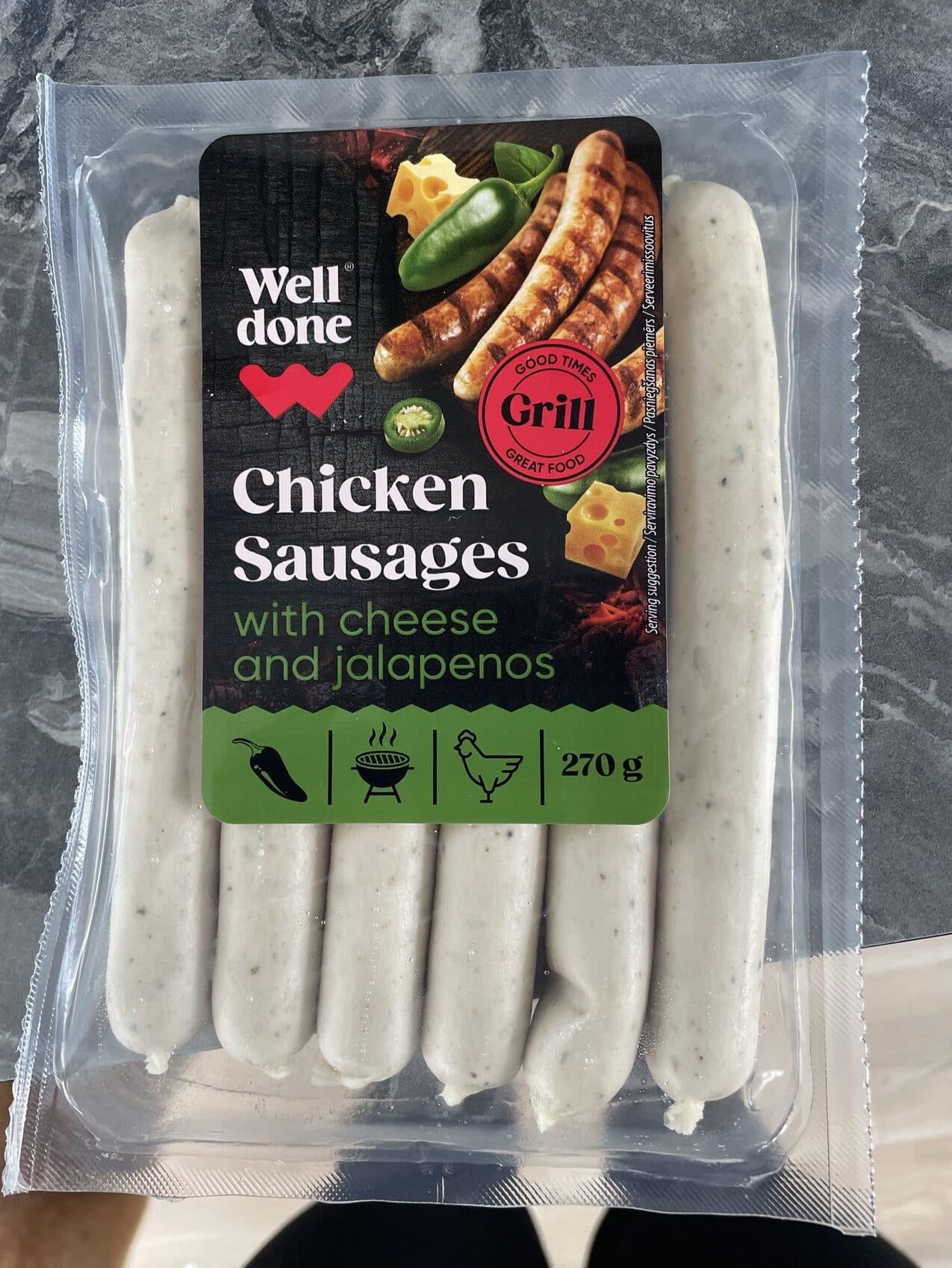 Well Done Chicken Sausages Whith Cheese And Jalapenos packshot