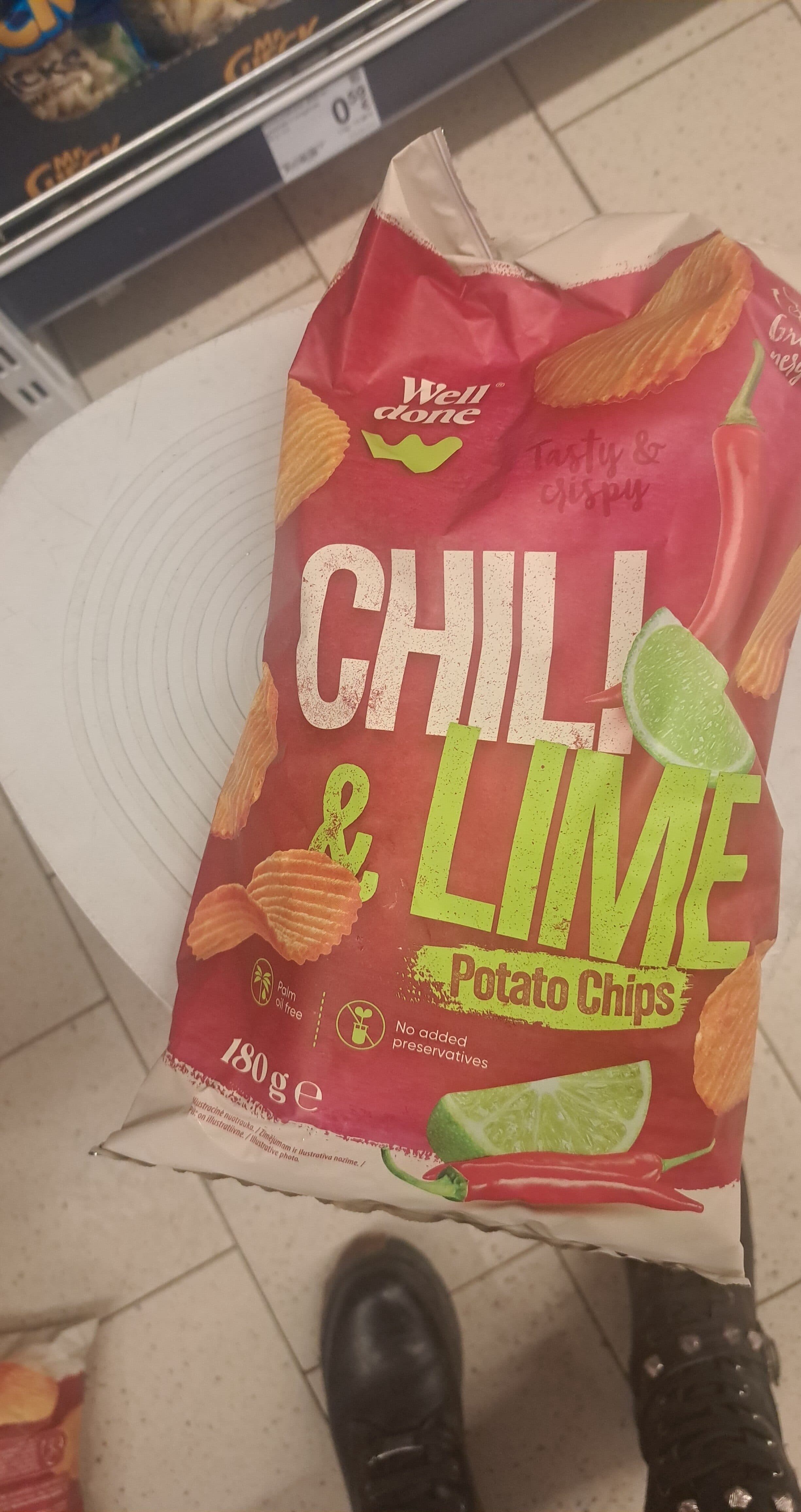 Well Done Chili & Lime Potato Chips packshot