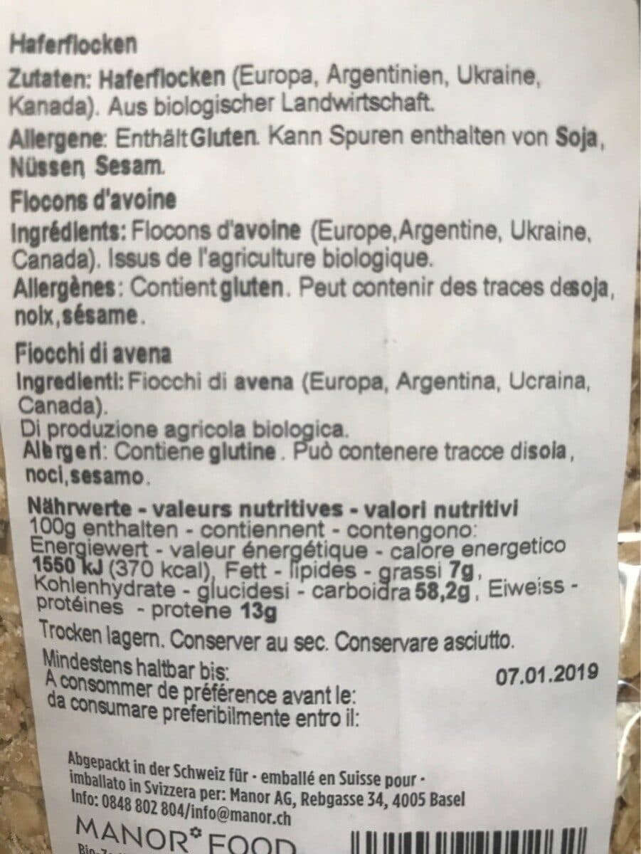 Bio natur plus Flocons d'avoine packshot