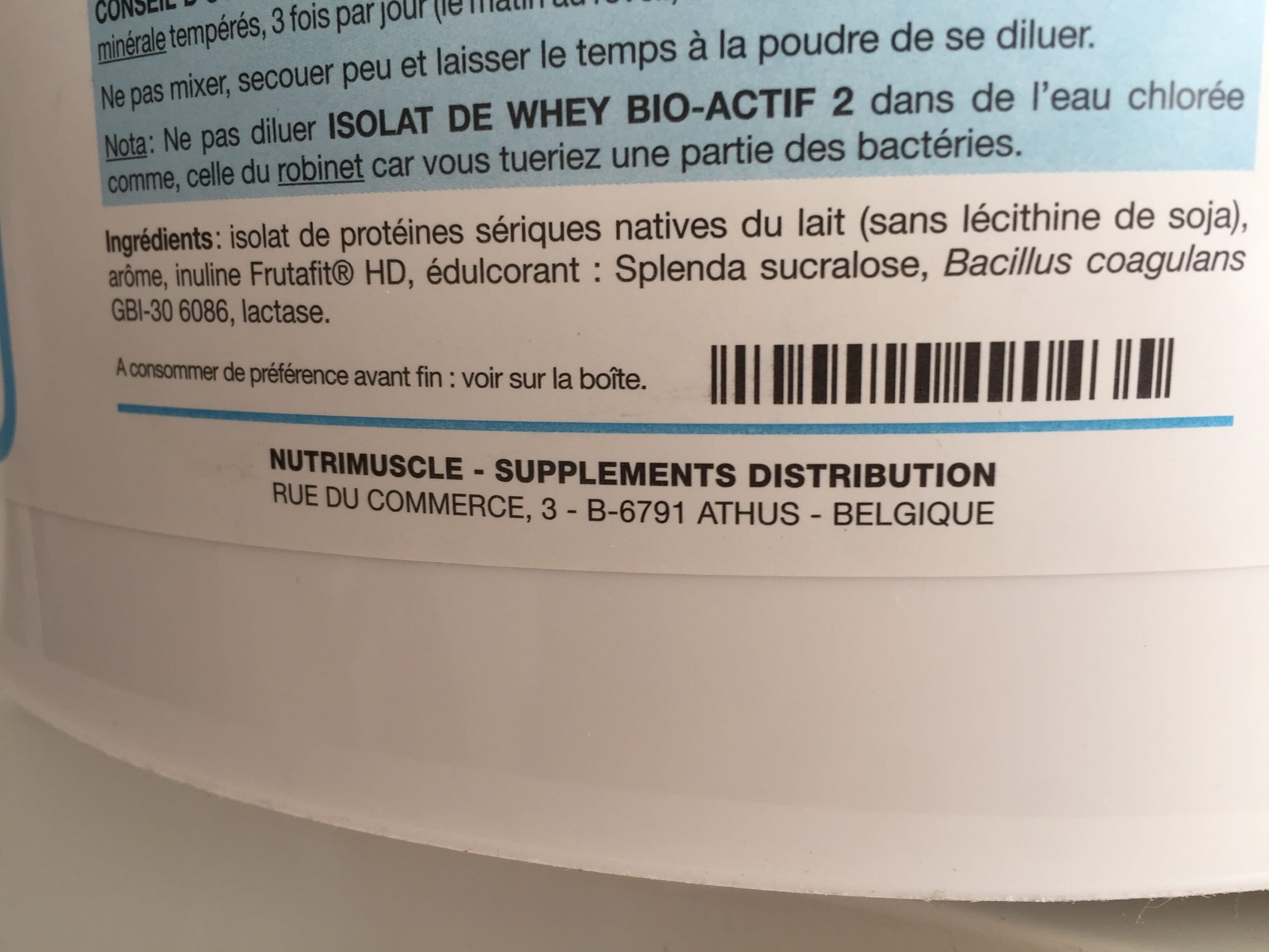 Nutrimuscle Isolat de whey bio actif packshot