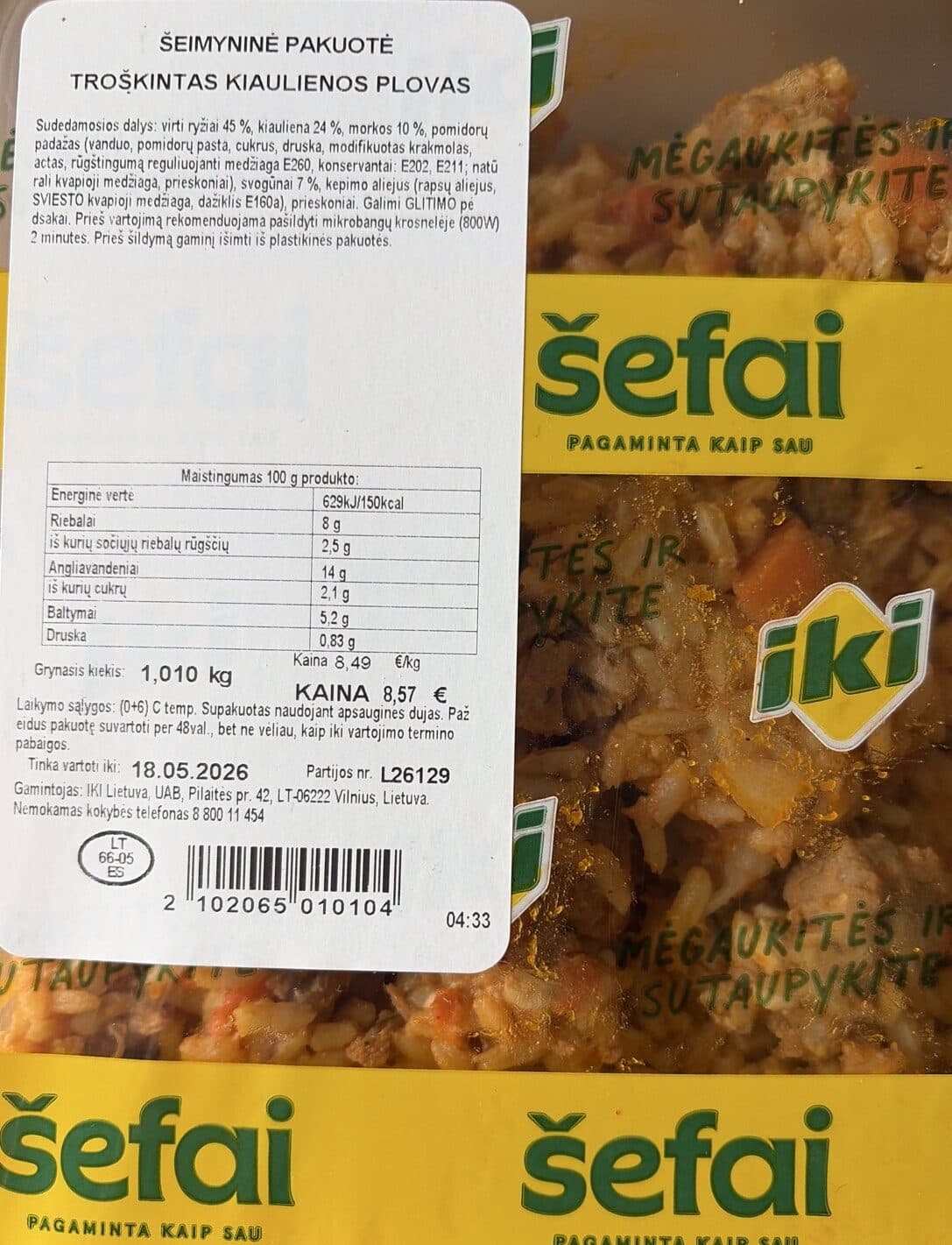 Šefai Troškintos Kiaulienos Plovas packshot