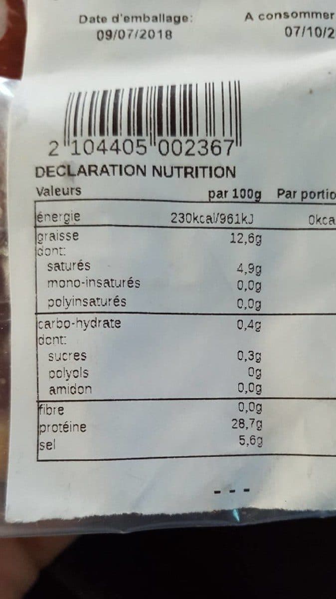 Open Food Facts Jambon sec 12 mois tranché packshot