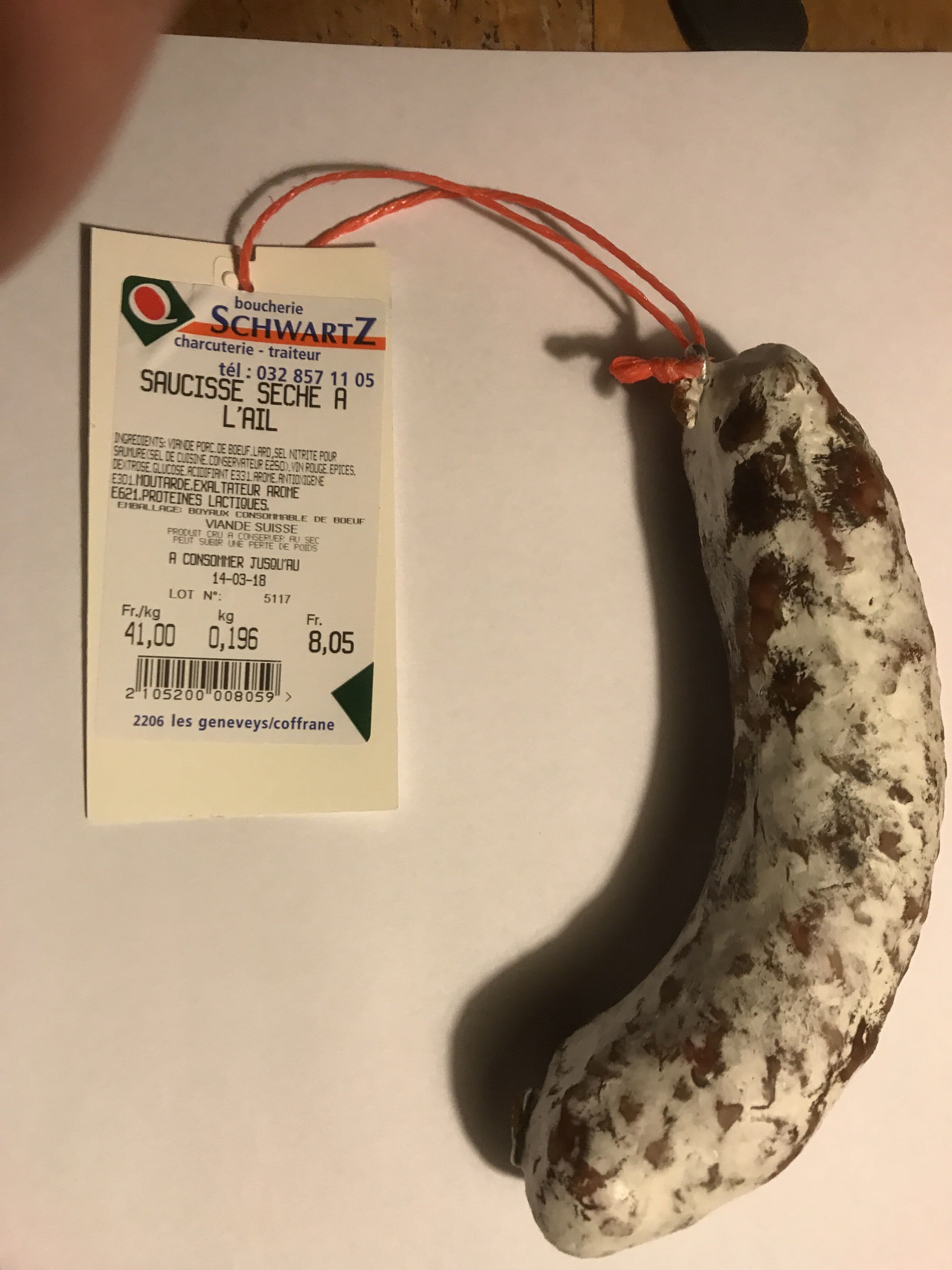 Boucherie Schwartz Saucisse Seche à l'Ail packshot