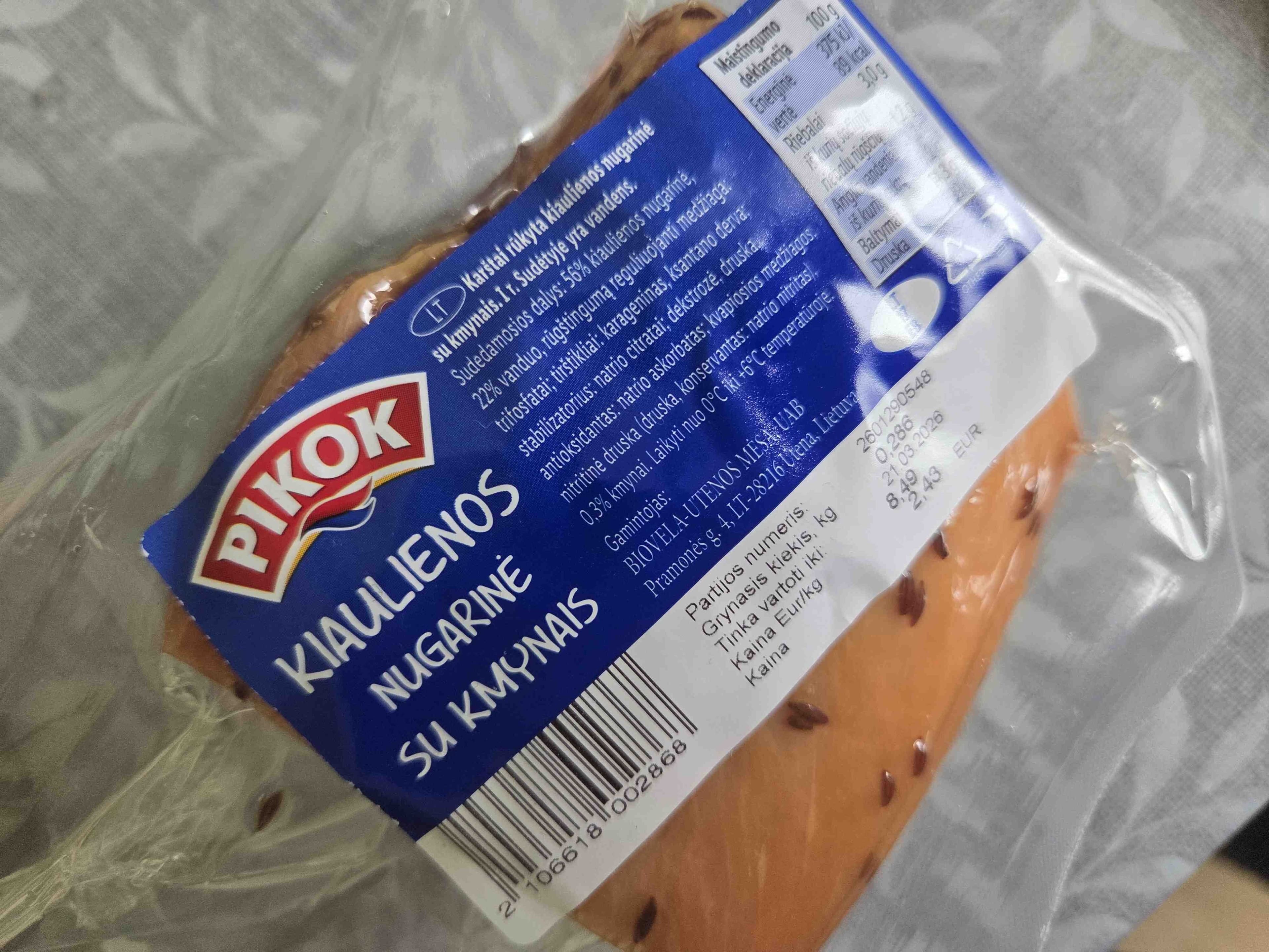 Pikok Kiaulienos nugarine su kmynais packshot