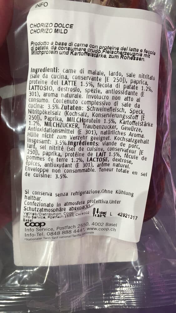 Coop Chorizo doux packshot
