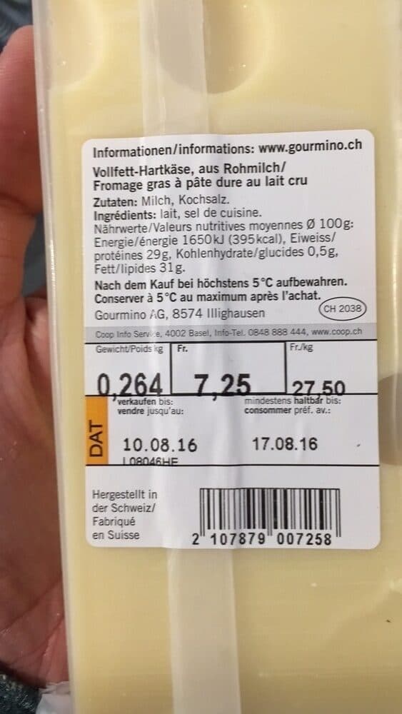 Open Food Facts Emmentaler Switzerland Emmentaler Gotthelf packshot