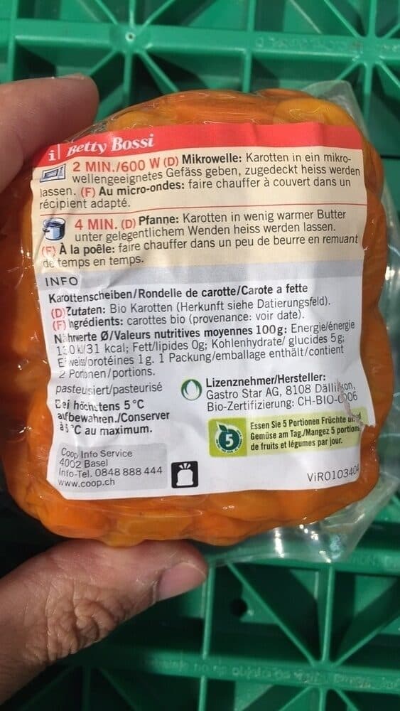 coop naturaplan Betty Bossi Carottes bio packshot