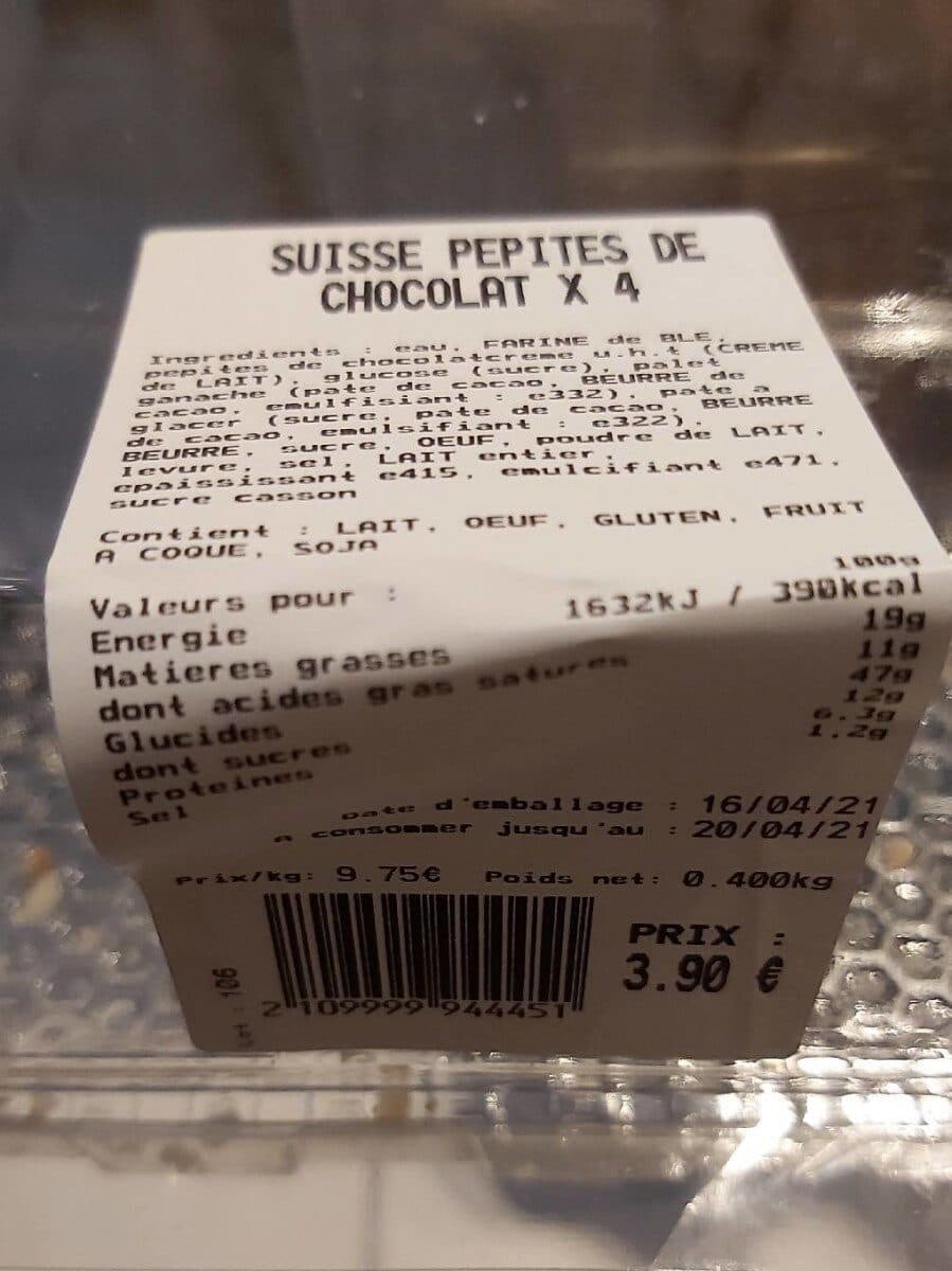 Leclerc Suisse pépites choco x 4 packshot