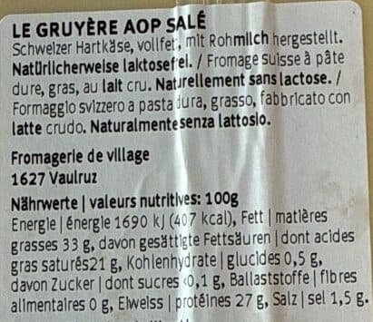 Le Gruyère Gruyere salé AOP packshot