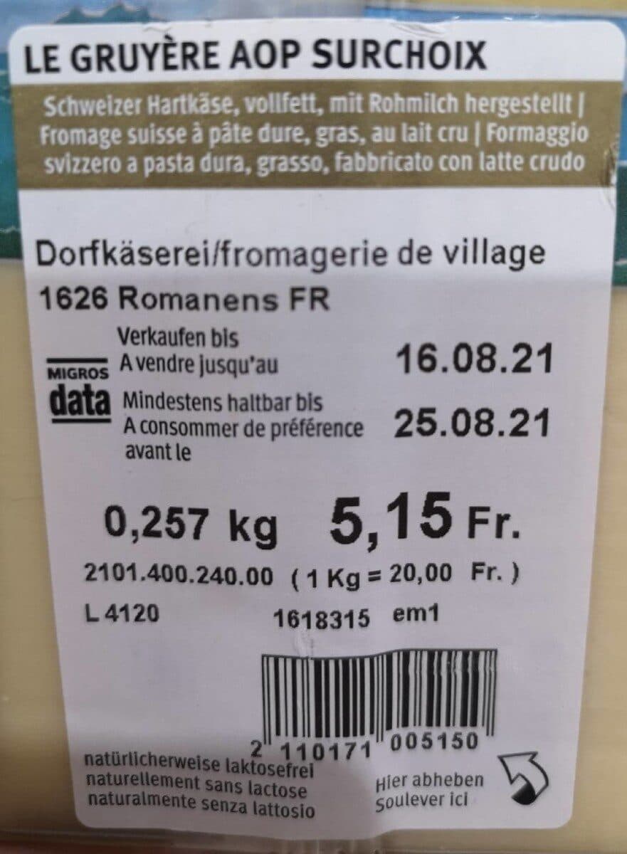 Migros Gruyère packshot