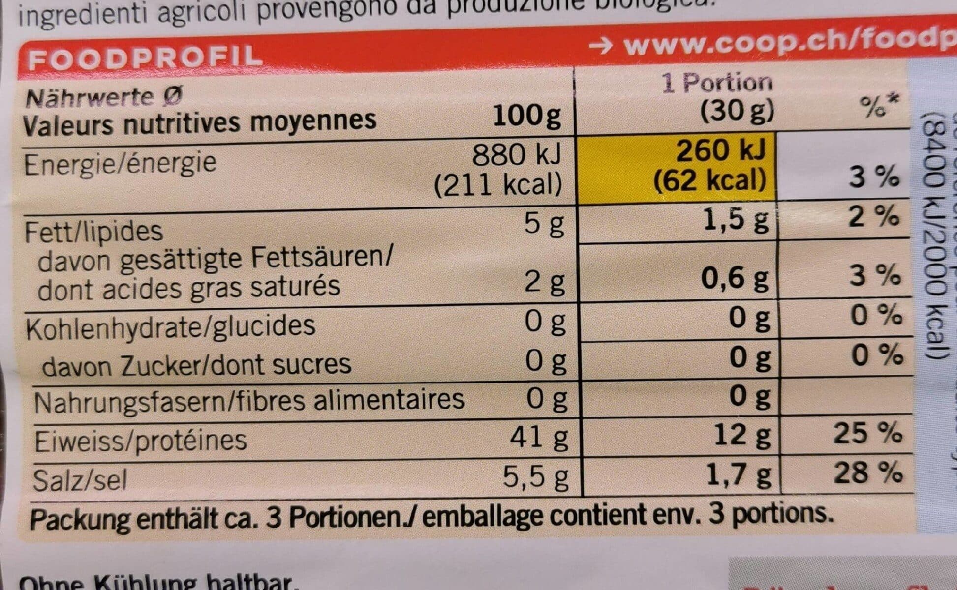 Open Food Facts Bündnerfleisch packshot