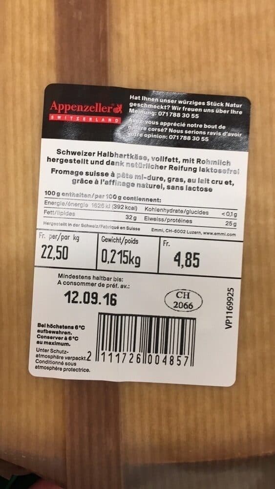 Open Food Facts Appenzeller Switzerland Extra-fort packshot