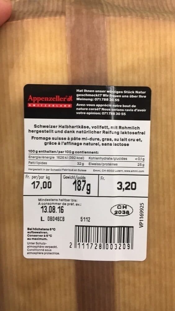 Open Food Facts Appenzeller Classic Doux et aromatique packshot