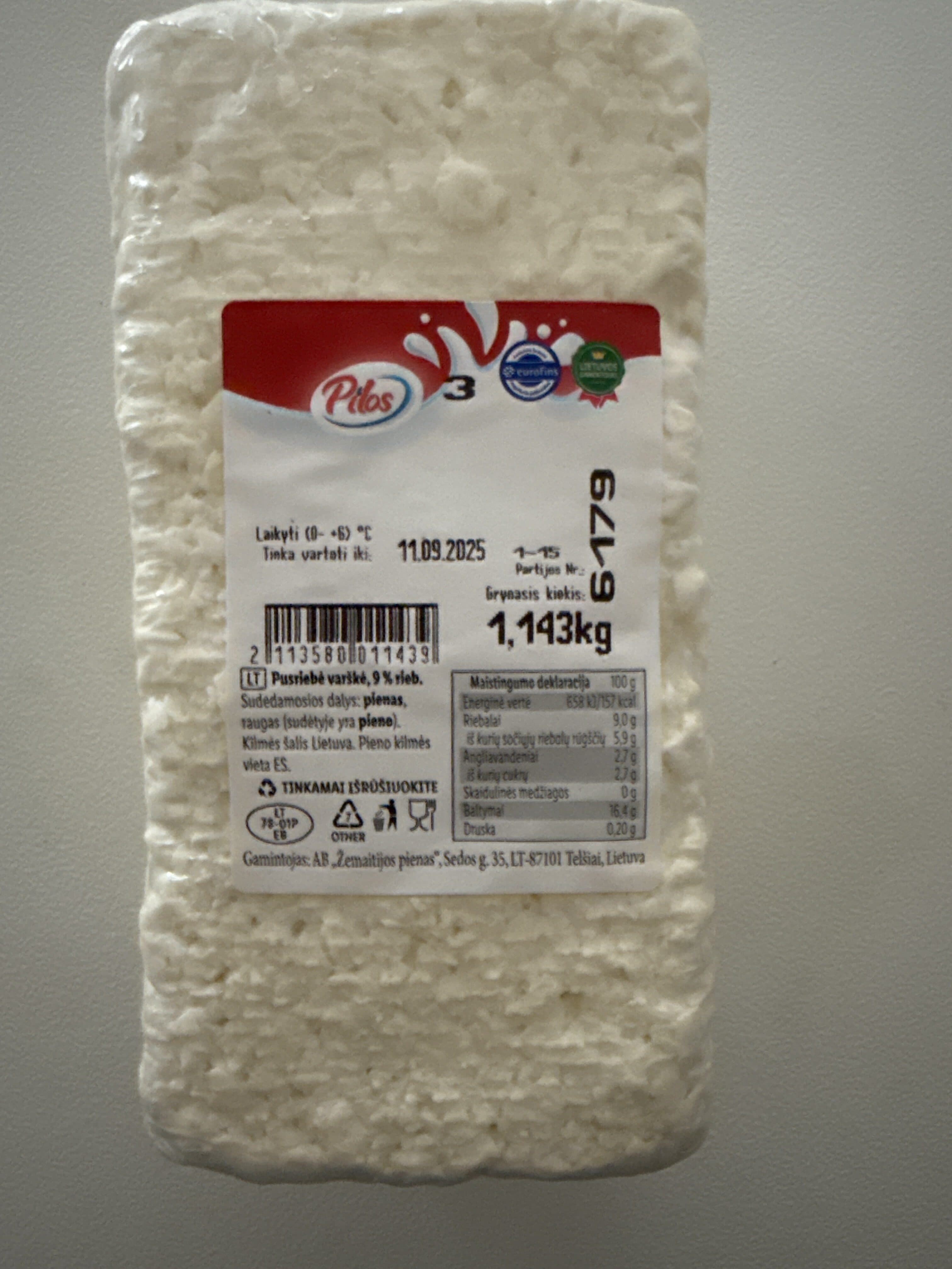 Pusriebė varškė packshot