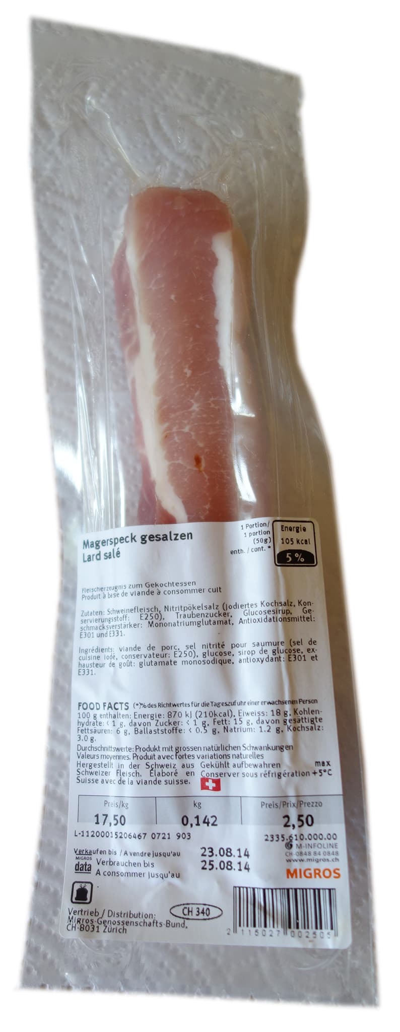 Migros Lard salé packshot