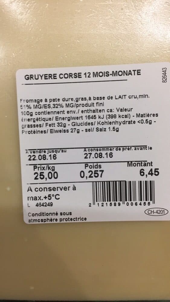 Open Food Facts LE GRUYÈRE SWITZERLAND corsé reif packshot
