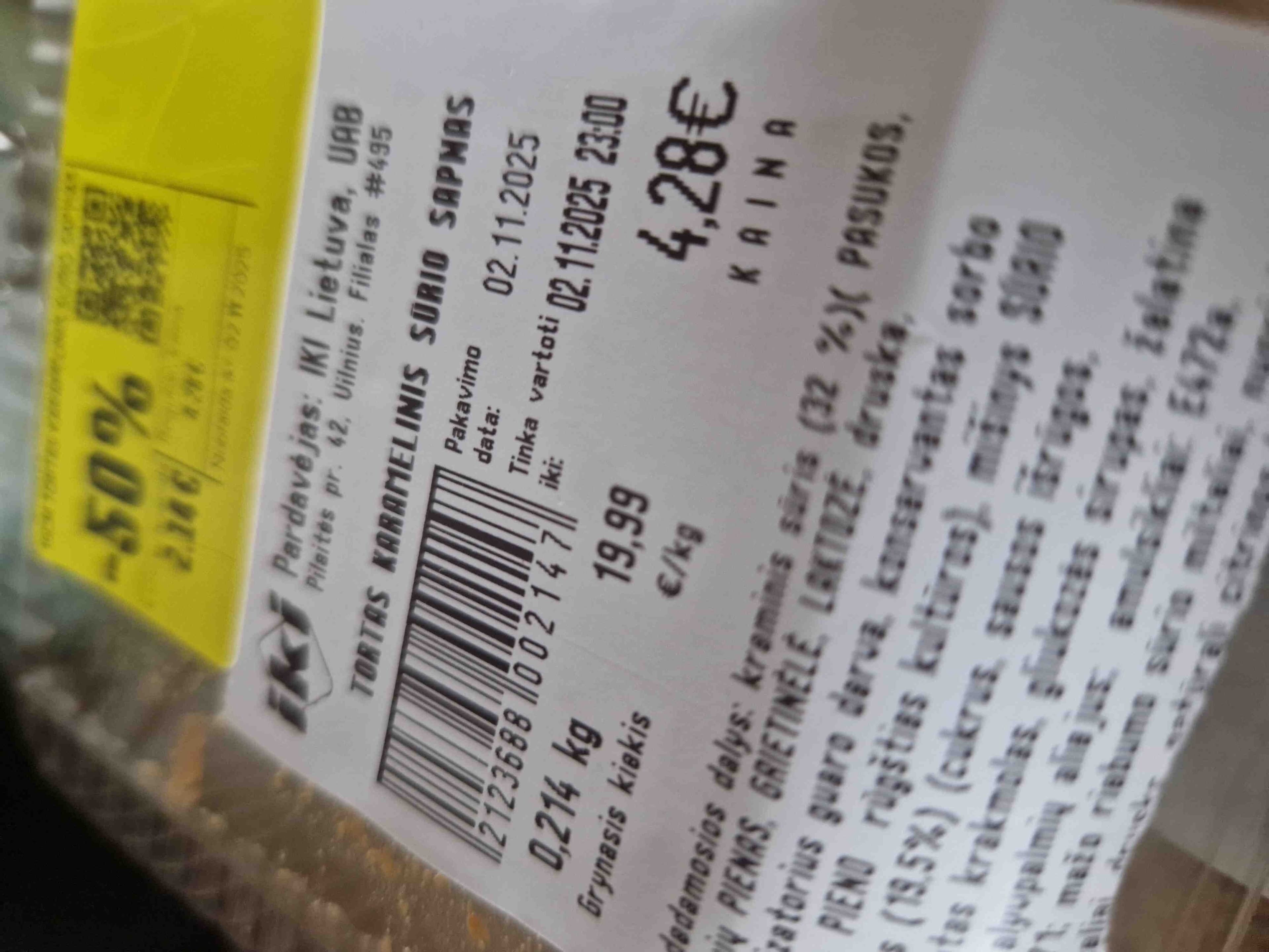 Iki Tortas karamelinis sūrio sapnas packshot