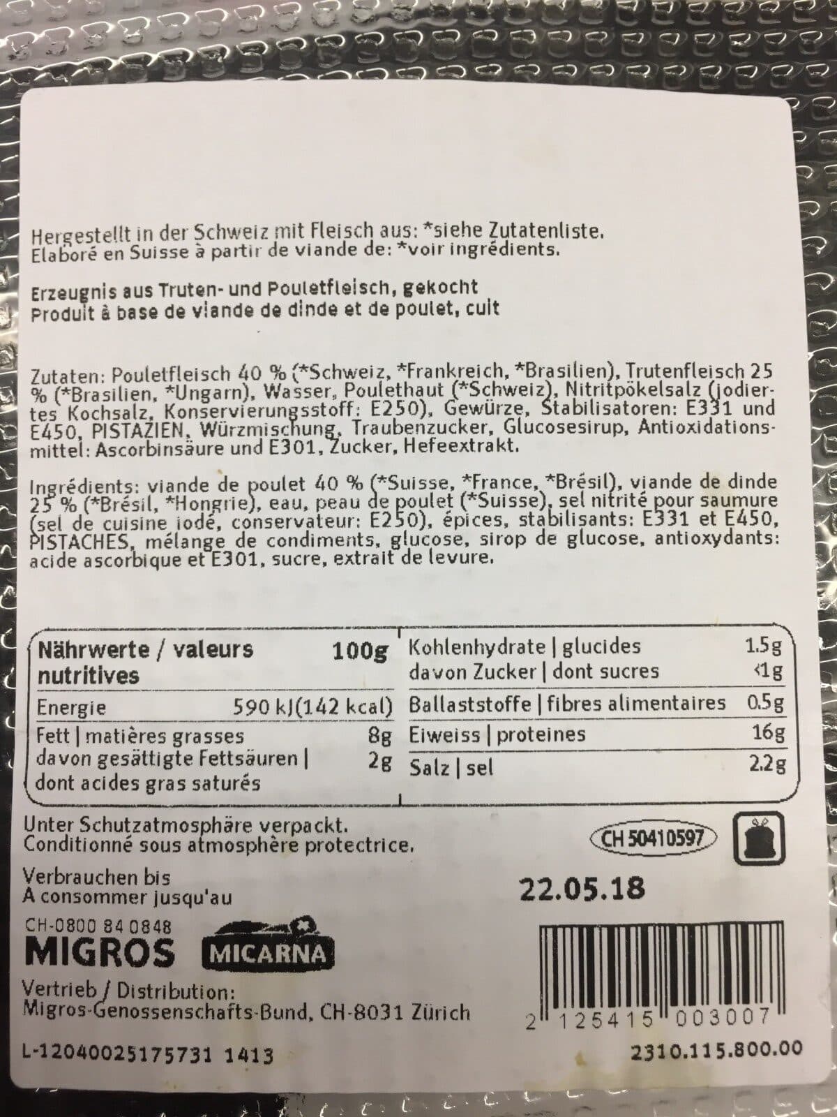 Migros Charcuterie de volaille packshot
