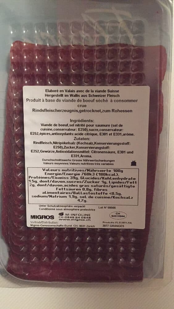 Migros Fleury Viande séchée du Valais packshot