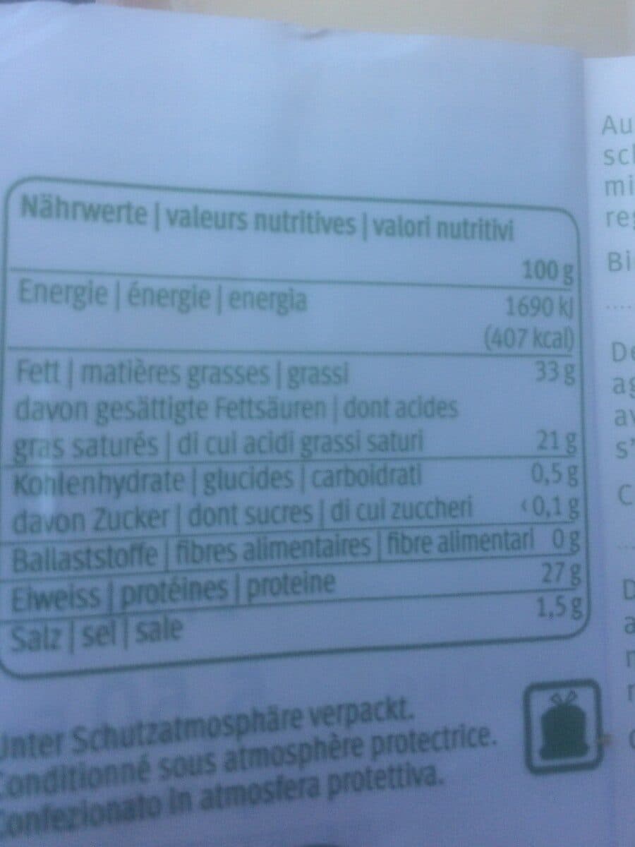 Migros Le gruyère AOP Bio packshot